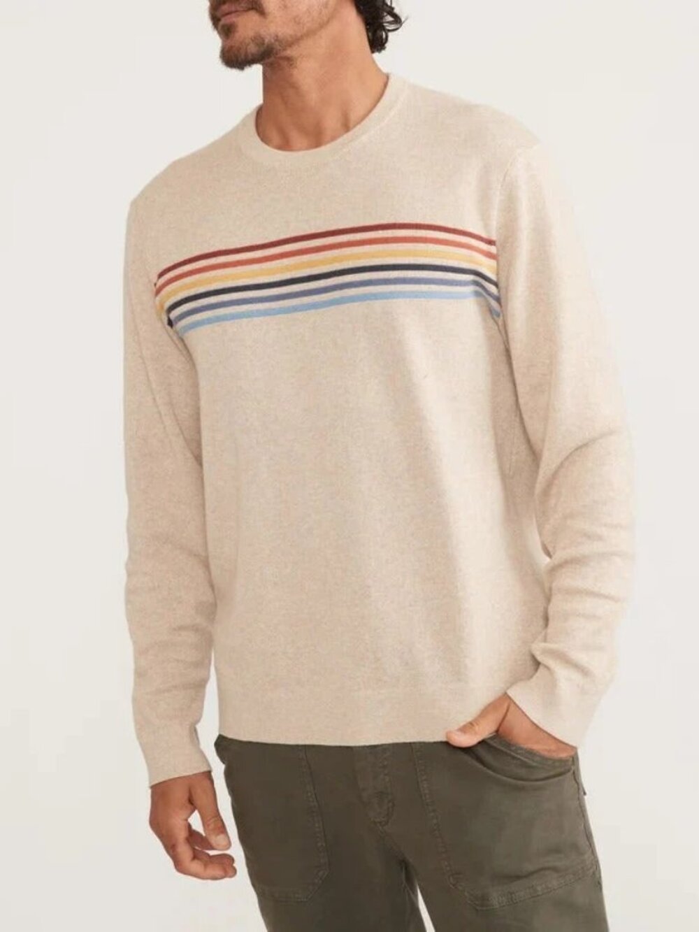 Marine Layer Oatmeal Stripe Long Sleeve Sweater/15570